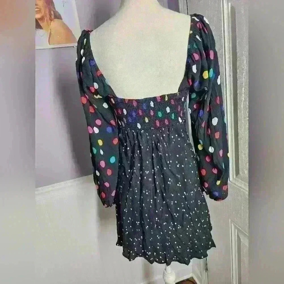 Rixo black with polka dot long sleeve dress size 2 - Picture 4 of 4